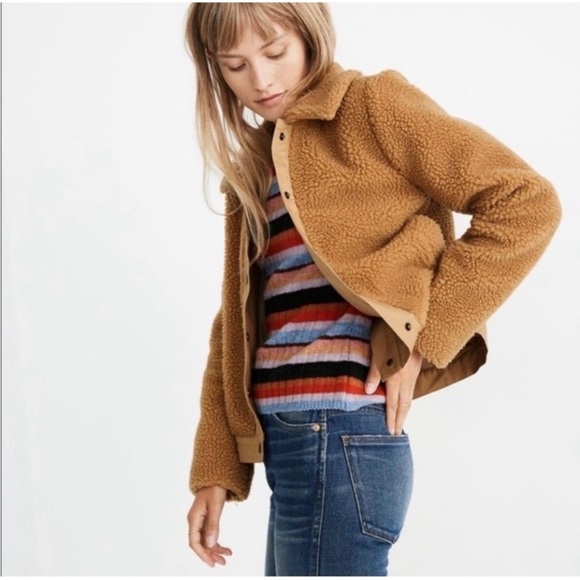 Madewell Portland Sherpa Brown Teddy Camel Jacket - Picture 2 of 6